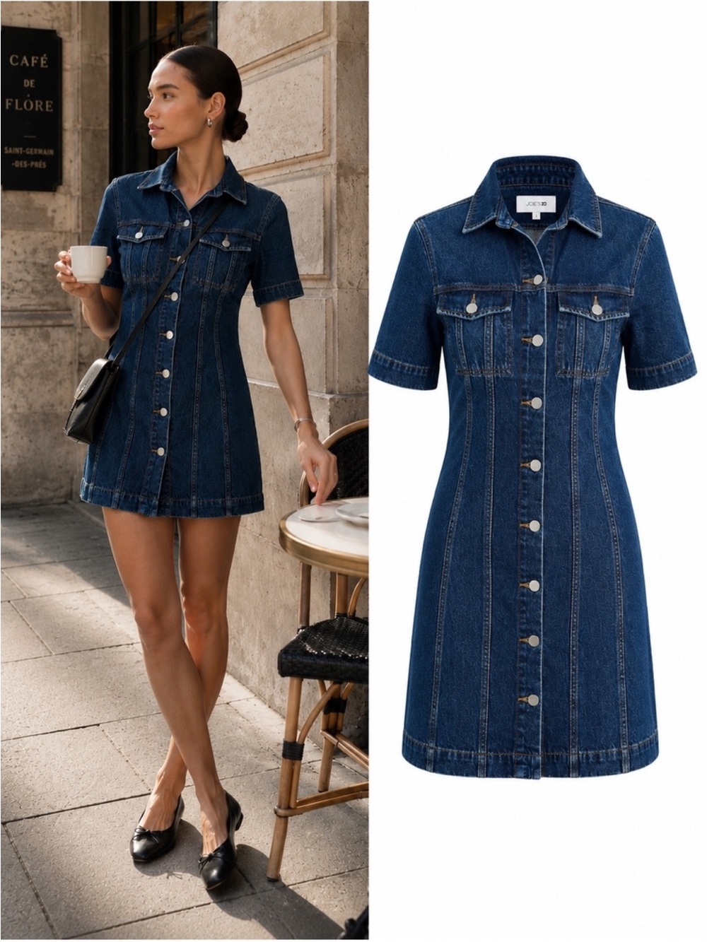 Joe’s Jeans Tucker Denim Mini Dress Size XS NWT Dark Wash Button Front $228